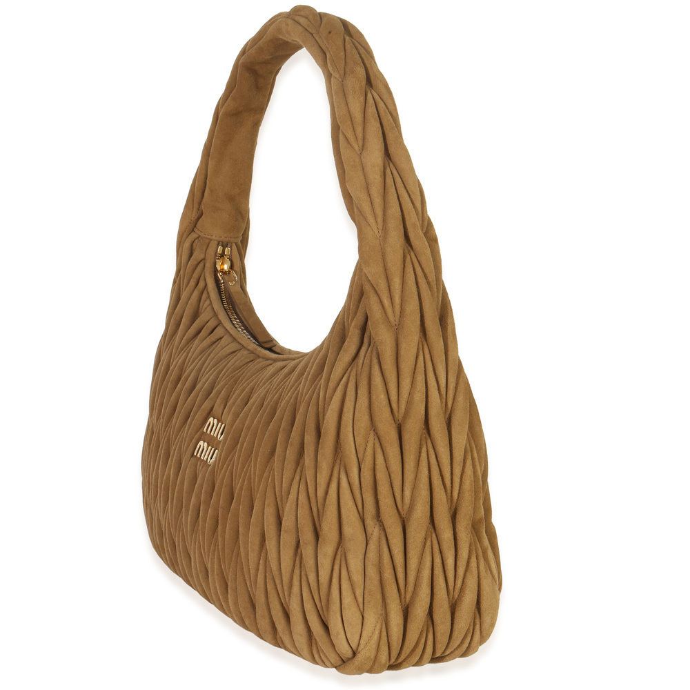 Miu Miu Brown Suede Matelasse Wander Hobo - Picture 4 of 8